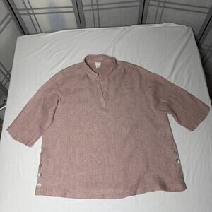 NWOT Sigrid Olsen Women's Lagenlook 100% Linen V-Neck Tunic/Blouse - Size 2X